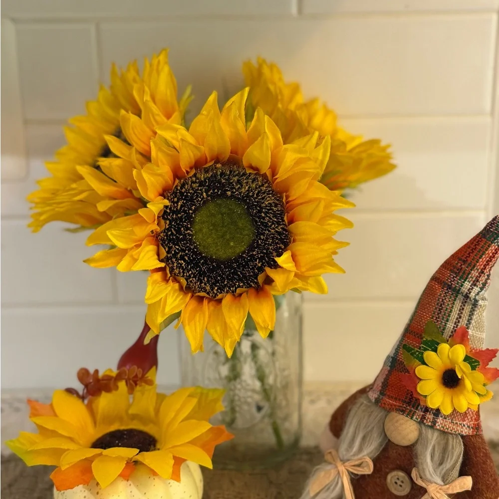 Autumn Floral Arrangement in Mason Jar with LED lights